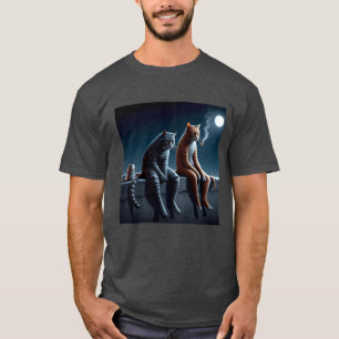 T-shirt Chemises drôles d'art de mème de chats qui fument 