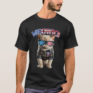 T-shirt Chemises du 4 juillet Meowica USA Drôle de Chat Pa