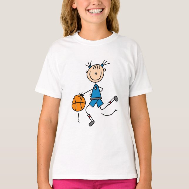 T-shirt Chemises et cadeaux de basket-ball pour filles ble (Devant)