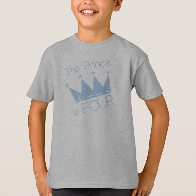 T-shirt Chemises et cadeaux Prince Crown 4th Birthday (Devant)