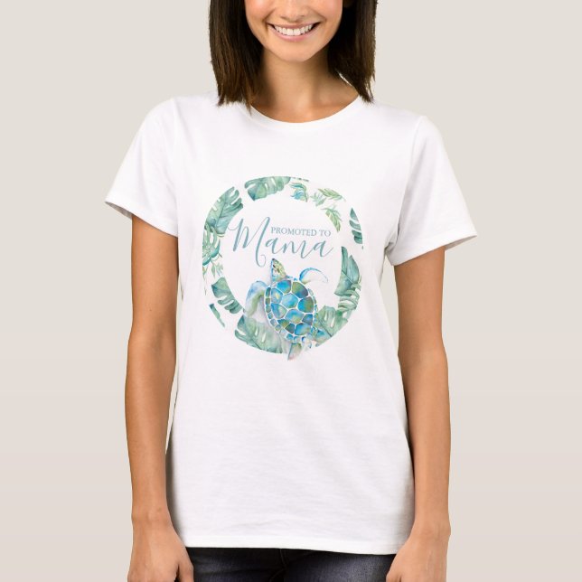 T-shirt Chemises familiales baby showers Mama Tortue tropi (Devant)