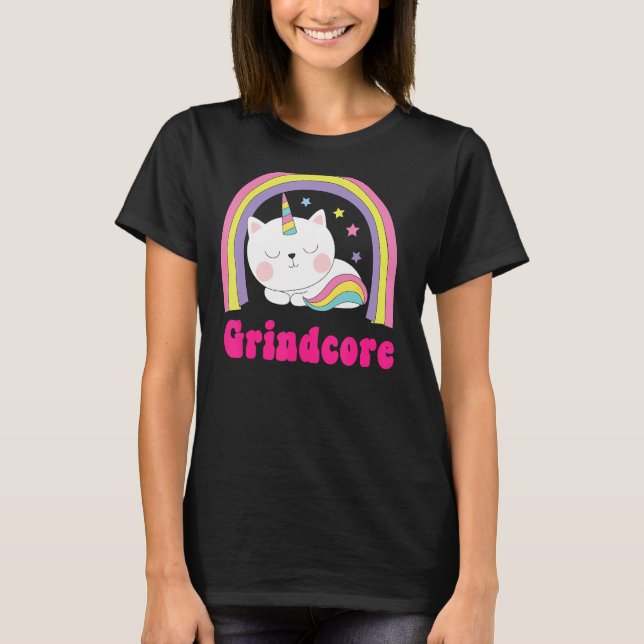 T-shirt Chemises Grindcore Sarcastique Retro Unicorn Grind (Devant)