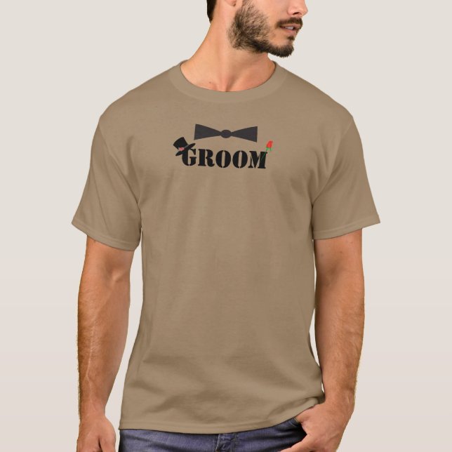 T-shirt Chemises Groom Bowtie Red Rose (Devant)