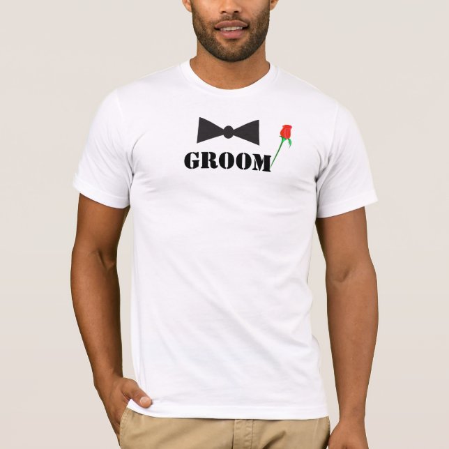 T-shirt Chemises Groom Bowtie Red Rose (Devant)