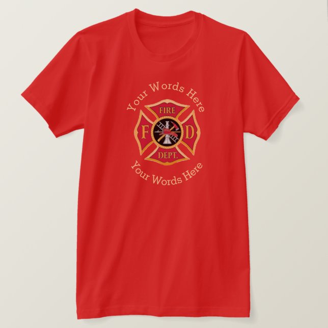 T-shirt Chemises personnalisables croisées de pompiers (Design devant)