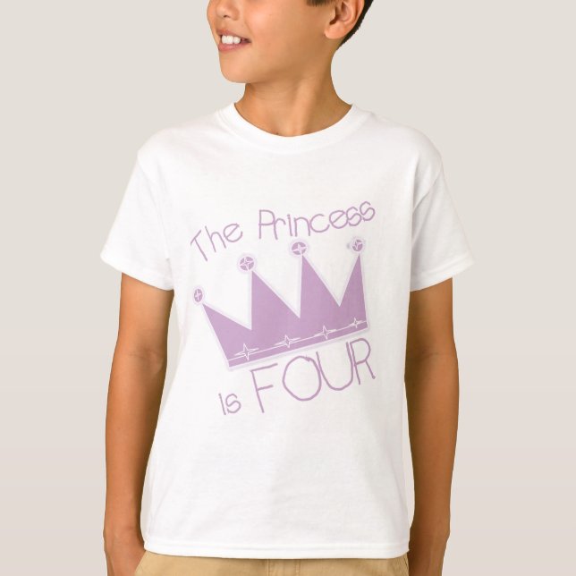 T-shirt Chemises Princess Crown 4th Birthday (Devant)