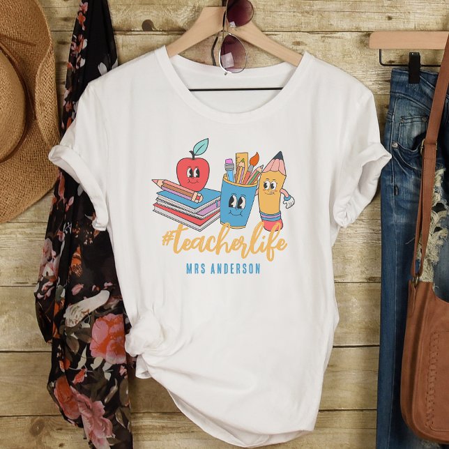 T-shirt Chemises rétro pour enseignants #vie d'enseignant (Créateur téléchargé)