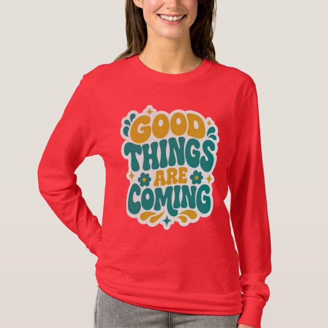 T-shirt Chemises rétro rouges à manches longues Good Thing (Devant)