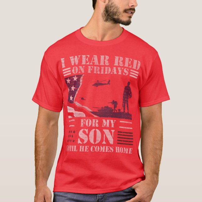 T-shirt Chemises rouges de vendredi pour le fils de (Devant)