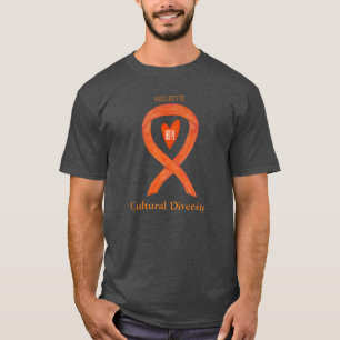T-shirt Chemises Ruban de Sensibilisation Orange Diversité