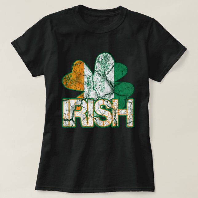 T-shirt Chemises Shamrocks irlandaises (en détresse) (Design devant)