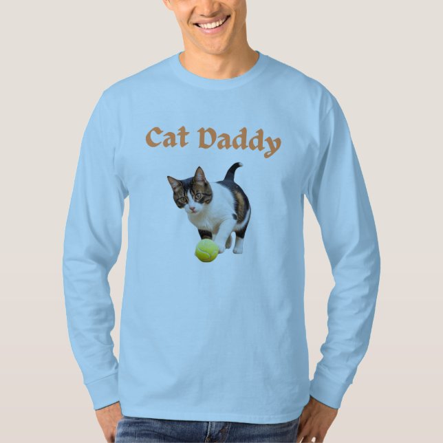 T-shirt Chemises T à manches longues pour papa de chat. (Devant)