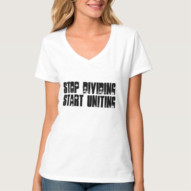 T-SHIRT CHEMISES T SHIRTS UNITÉ ARRÊTEZ DE VOUS DIVISER CO (Devant)