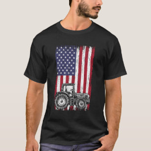 T-shirt Chemises T Vintage américain Tracteur Drapeau