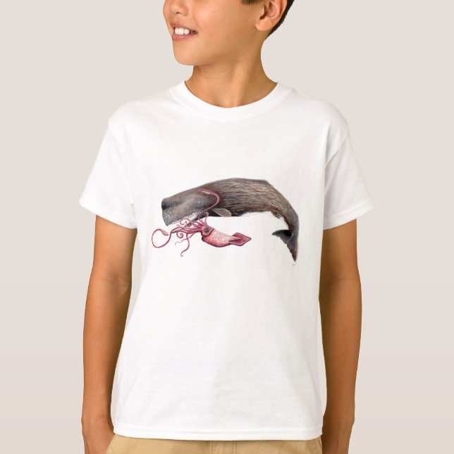 T-shirt Chemisette enfant cachalot et calamar géant (Devant)