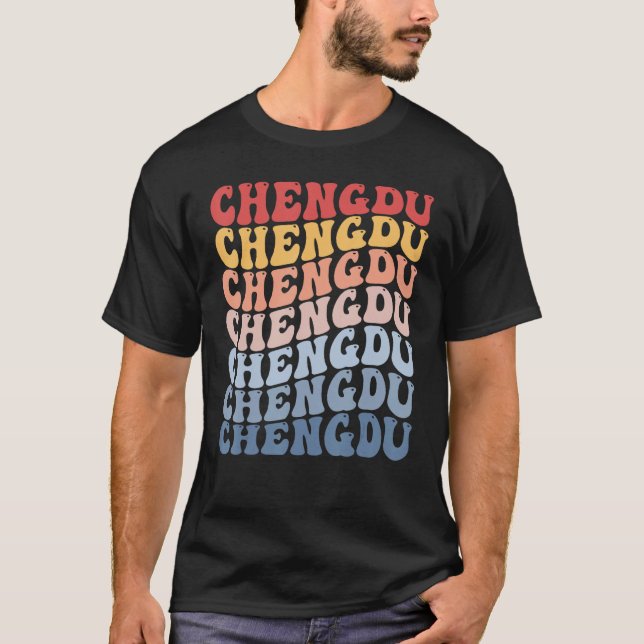 T-shirt Chengdu City Groovy Retro (Devant)