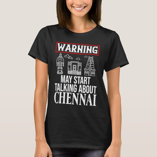 T-shirt Chennai India City Skyline Map Travel (Devant)