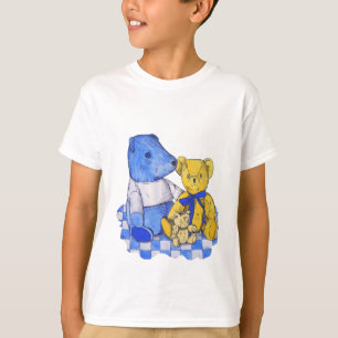 T-shirt chèque bleu tissu de pique-nique et jouets