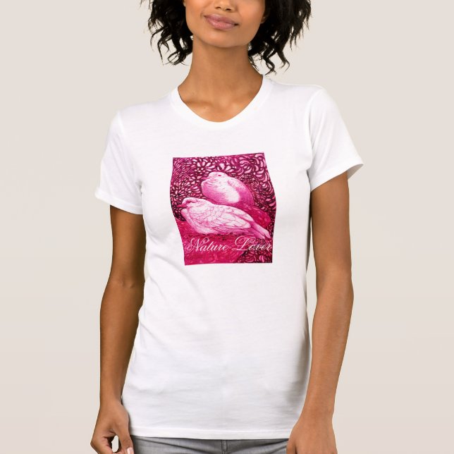T-SHIRT CHÈQUES BLANCHES EN FUCHSIE ROSE / COEUR AMOUREUX  (Devant)
