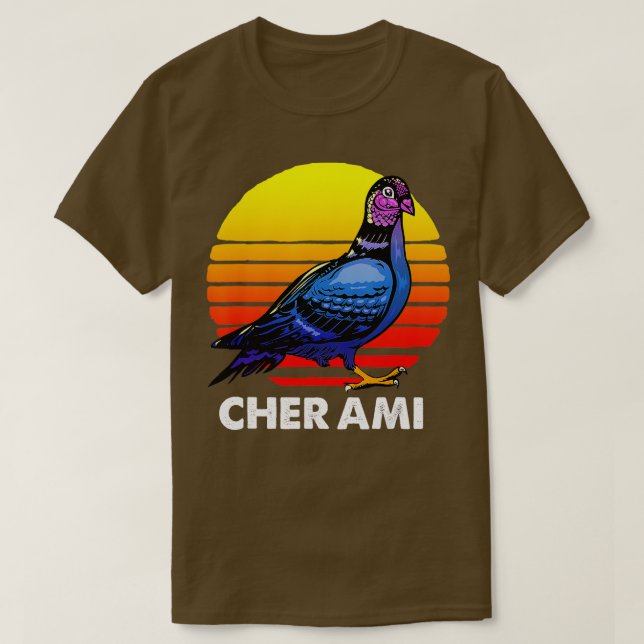 T-shirt Cher Ami Porte-Héros de la Guerre Mondiale Pigeon  (Design devant)