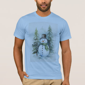 T-shirt Cher bonhomme de neige debout dans un hiver enneig