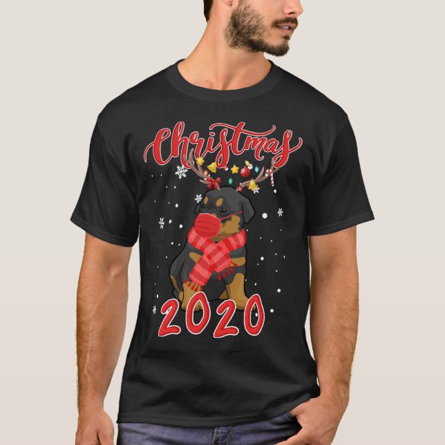 T-shirt Cher chien Rottweiler Noël 2020 Dog portant un F (Devant)