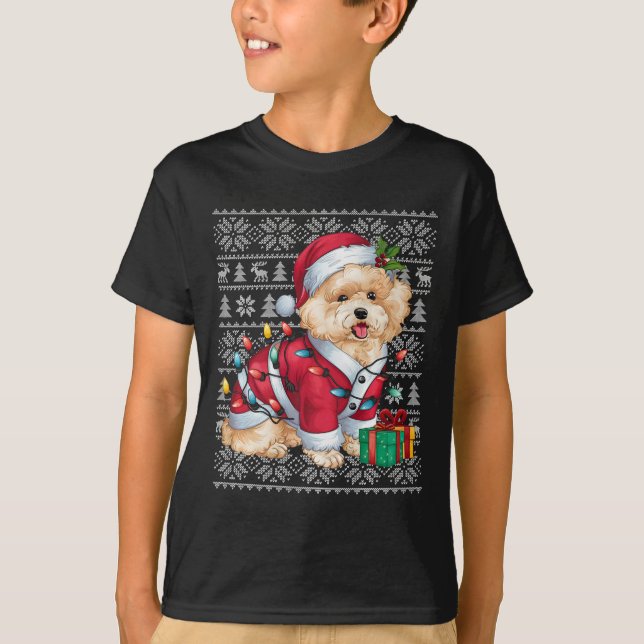 T-shirt Cher de Noël style de sueur laide Père Noël Bichon (Devant)