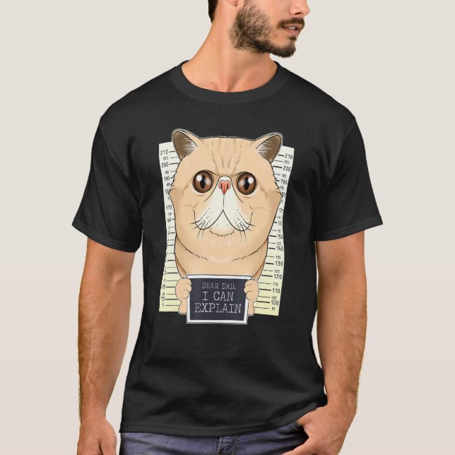 T-shirt Cher Papa, Je Peux Expliquer Mon Chat Exotique À C (Devant)