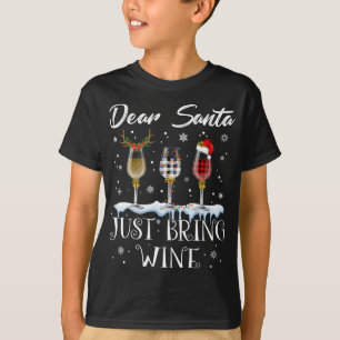 T-shirt Cher Père Noël Apportez Juste Des Lunettes De Vin 