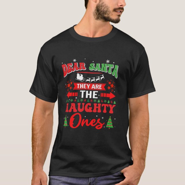 T-shirt Cher Père Noël Ce sont les coquins Pyjamas Long S (Devant)
