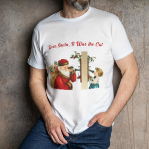 T-shirt Cher Père Noël, c'était le chat Vintage drôle Noël