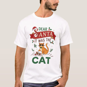 T-shirt Cher Père Noël C'était Un Ornement De Noël Chat Or
