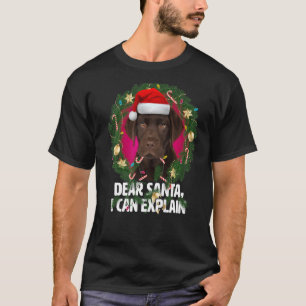 T-shirt Cher Père Noël Cute Brown Labrador - Naughty pour