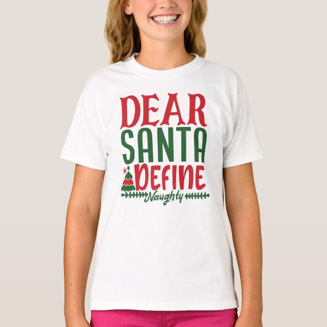 T-shirt Cher Père Noël Définir Naughty drôles enfants Noël (Devant)