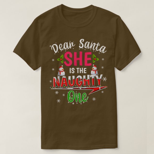 T-shirt Cher Père Noël, elle est coquine, les cadeaux de N (Design devant)