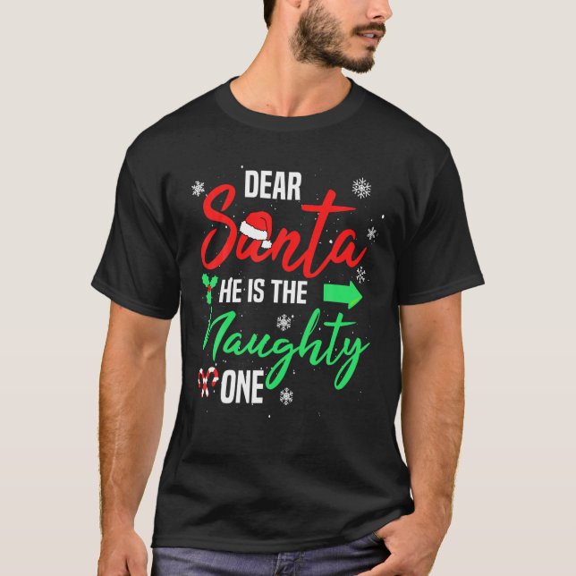 T-shirt Cher Père Noël Il Est La Mauvaise Famille De Noël (Devant)
