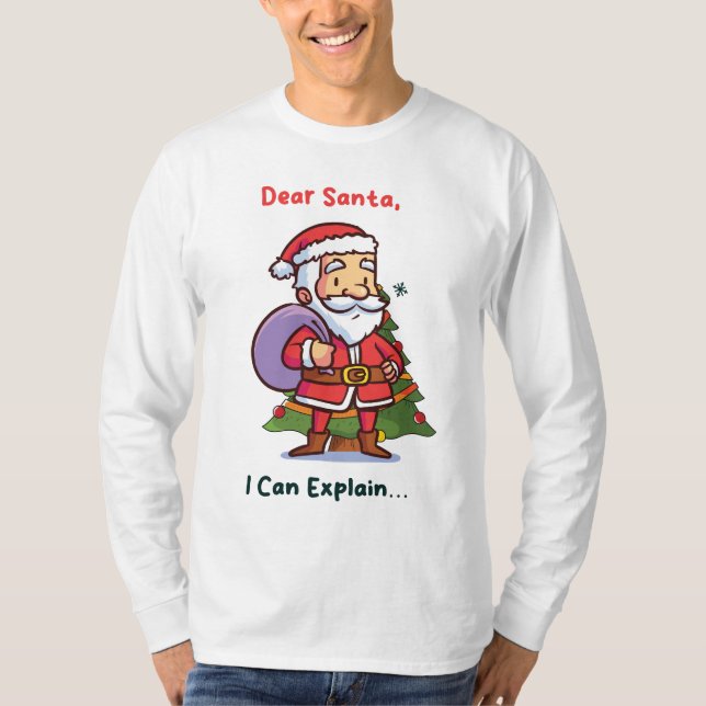 T-shirt Cher Père Noël, Je Peux Expliquer - Noël Drôle (Devant)