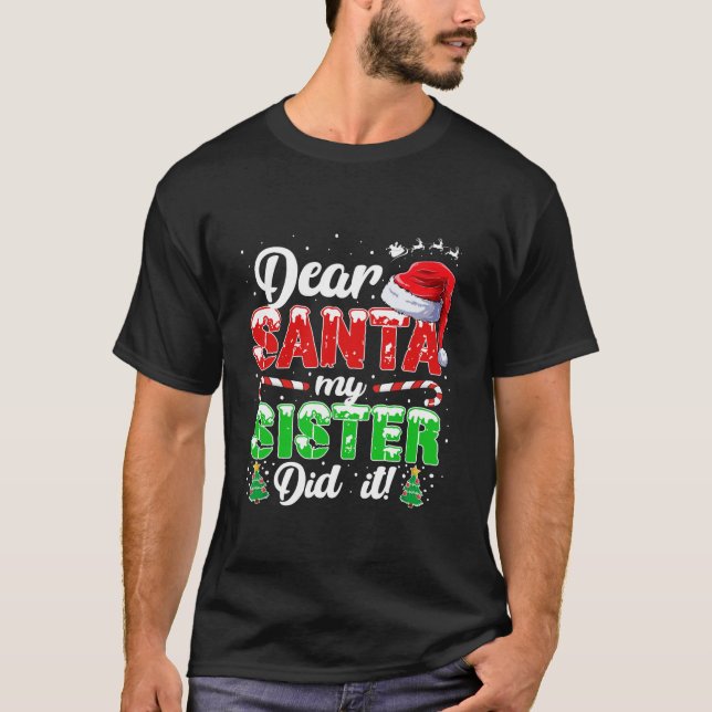 T-shirt Cher Père Noël, Ma Soeur L'A Fait Drôle, Filles De (Devant)