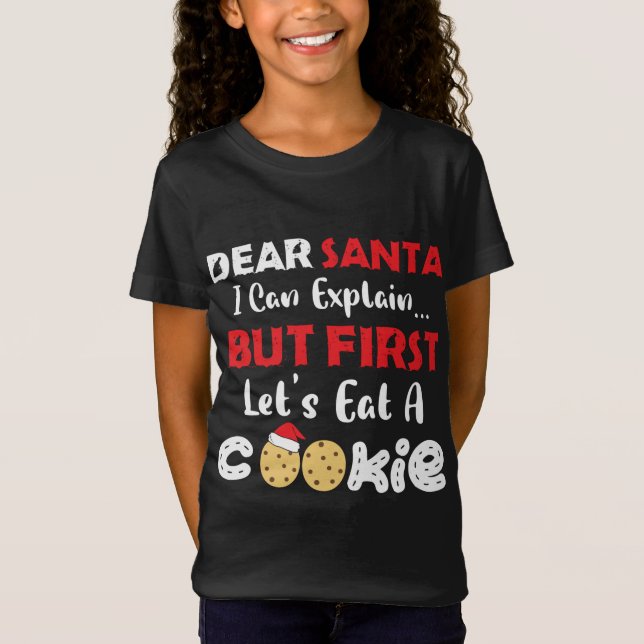 T-Shirt Cher Père Noël Mange Un Cookie Funny Christmas Coo (Devant)