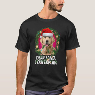 T-shirt Cher Père Noël mignonne Golden Retriever Naughty p