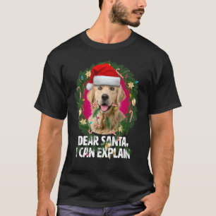 T-shirt Cher Père Noël mignonne Golden Retriever Naughty p