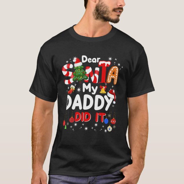 T-shirt Cher Père Noël Mon Papa L'A Fait Noël Pour Garçons (Devant)