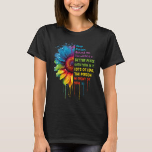 T-shirt Cher Personne Derrière Moi Le Monde Est Un Endroit