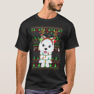 T-shirt Cher Xmas moche style lumière Samoyé Chien Noël
