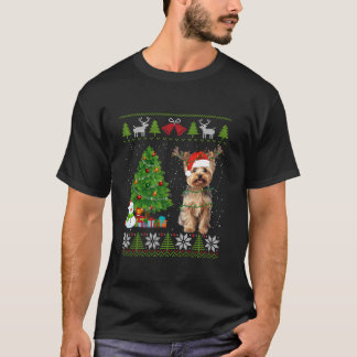 T-shirt Cher Yorkshire Terrier Chien Santa Hat Chaud moche