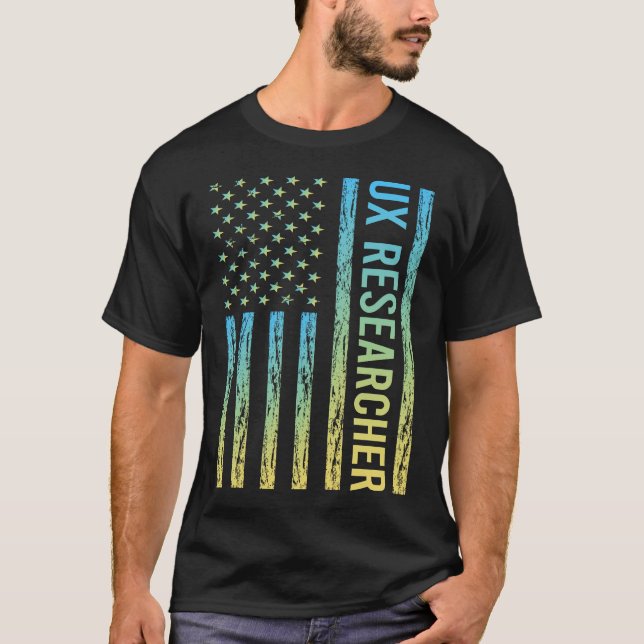 T-shirt Chercheur en expérience utilisateur bleu jaune (Devant)