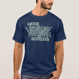 T-shirt Cherchez Jésus avec Jésus sur Couronne d'Épines