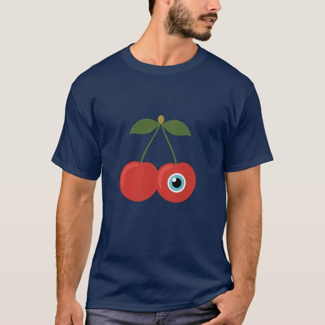T-shirt Cherry Alien – Cute Surreal Fruit Art (Devant)