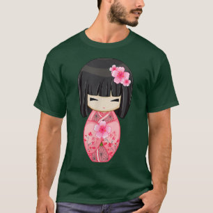 T-shirt Cherry Blossom Geisha Japonaise Kokeshi Doll