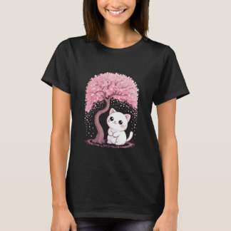T-shirt Cherry Blossom Japanese Tree Sweet cat Kitten Japa